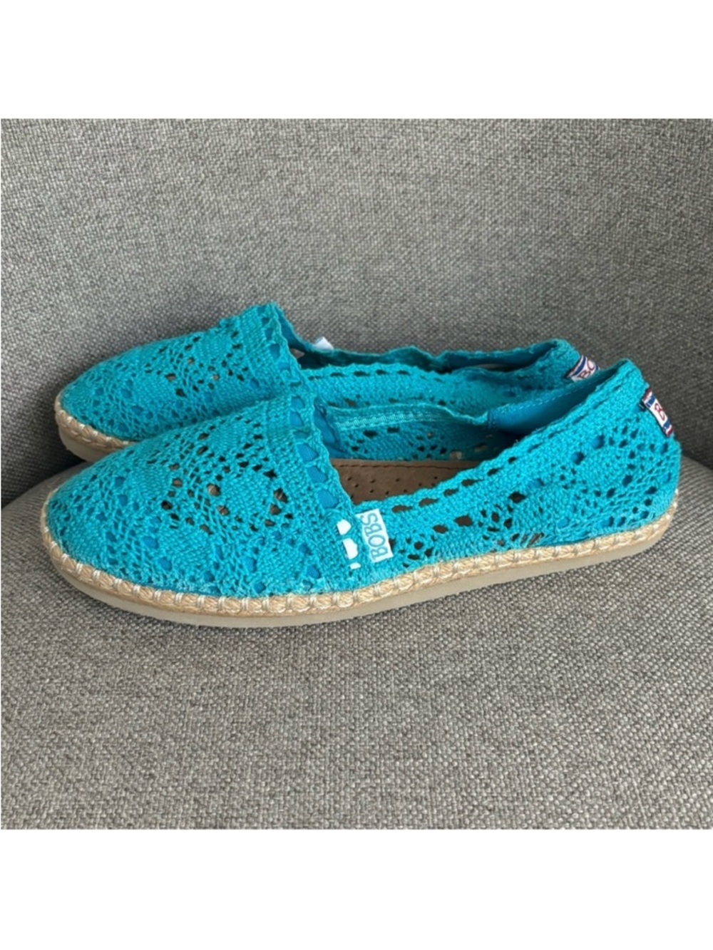 Bobs Skechers Crochet Espadrilles Flats Turquoise Blue Women’s size 7.5 NEW